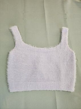 Shein Fuzzy Knit Crop Tank in Light Lavender